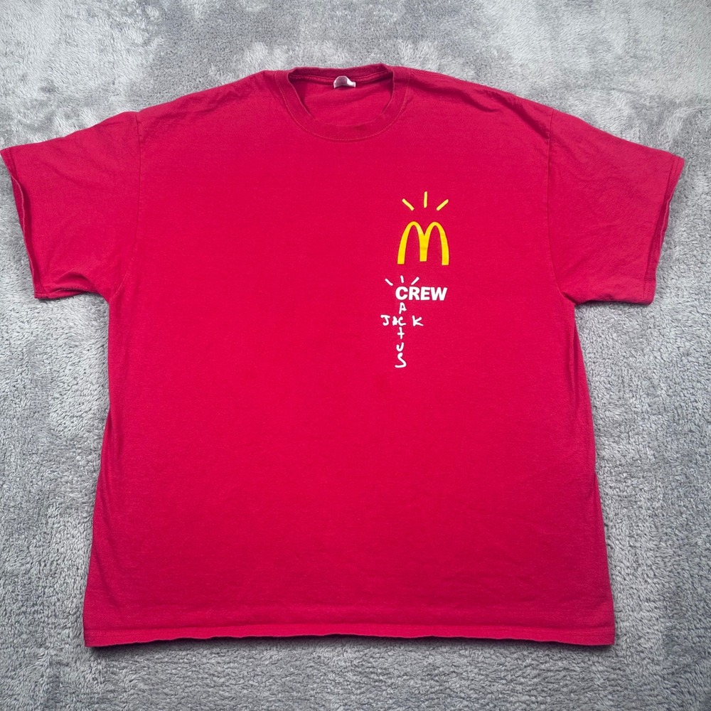 Travis Scott McDonalds Cactus Jack T-Shirt Mens 2XL Red Graphic Crew Tee
